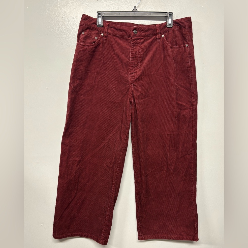 Boden 5-Pocket Corduroy Column Straight Leg Burgundy Jeans Size 12